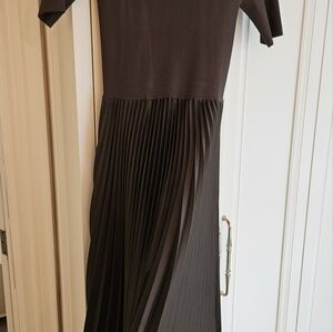 THEORY womens brown longer pleated skirt dress